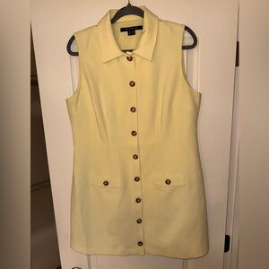 French Connection Sleeveless Button-Front Mini Dress in Pale Yellow
